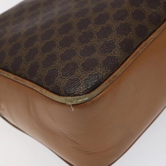 CELINE Macadam Canvas Shoulder Bag PVC Leather Brown Gold Auth BA1891 - Picture 3 of 16